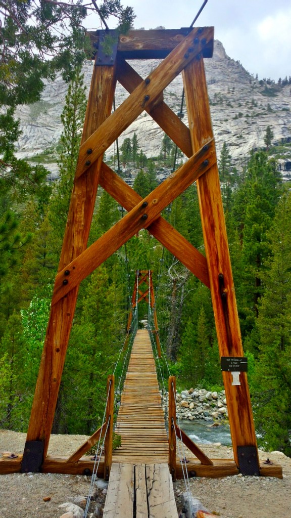 Suspension bridge in the valley before Pinchot Pass. Only one person at a time!